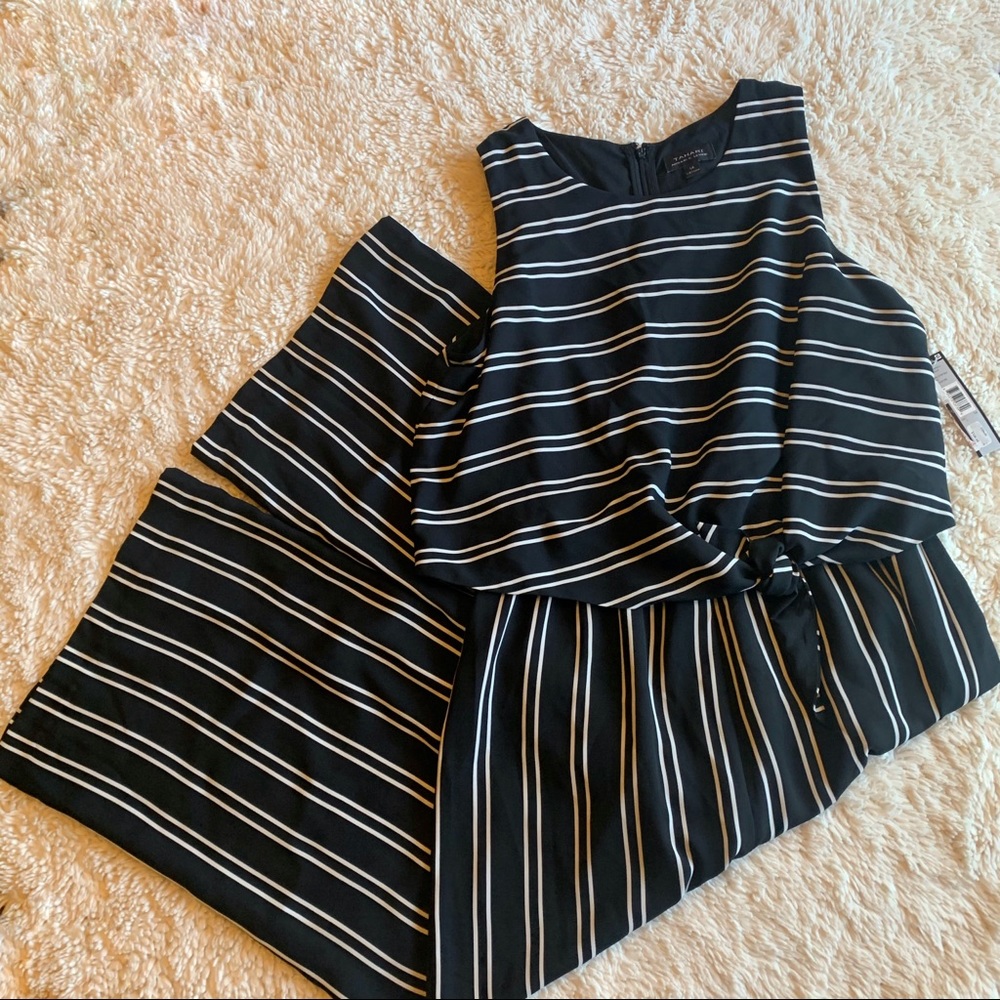 Striped Black & White Sleeveless Jumpsuit